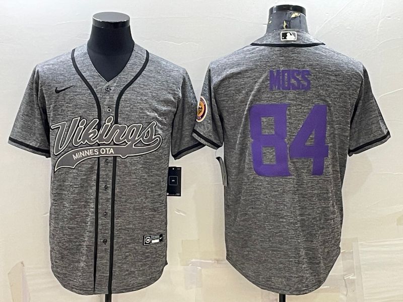 Men Minnesota Vikings 84 Moss Grey hemp ash 2022 Nike Co branded NFL Jerseys